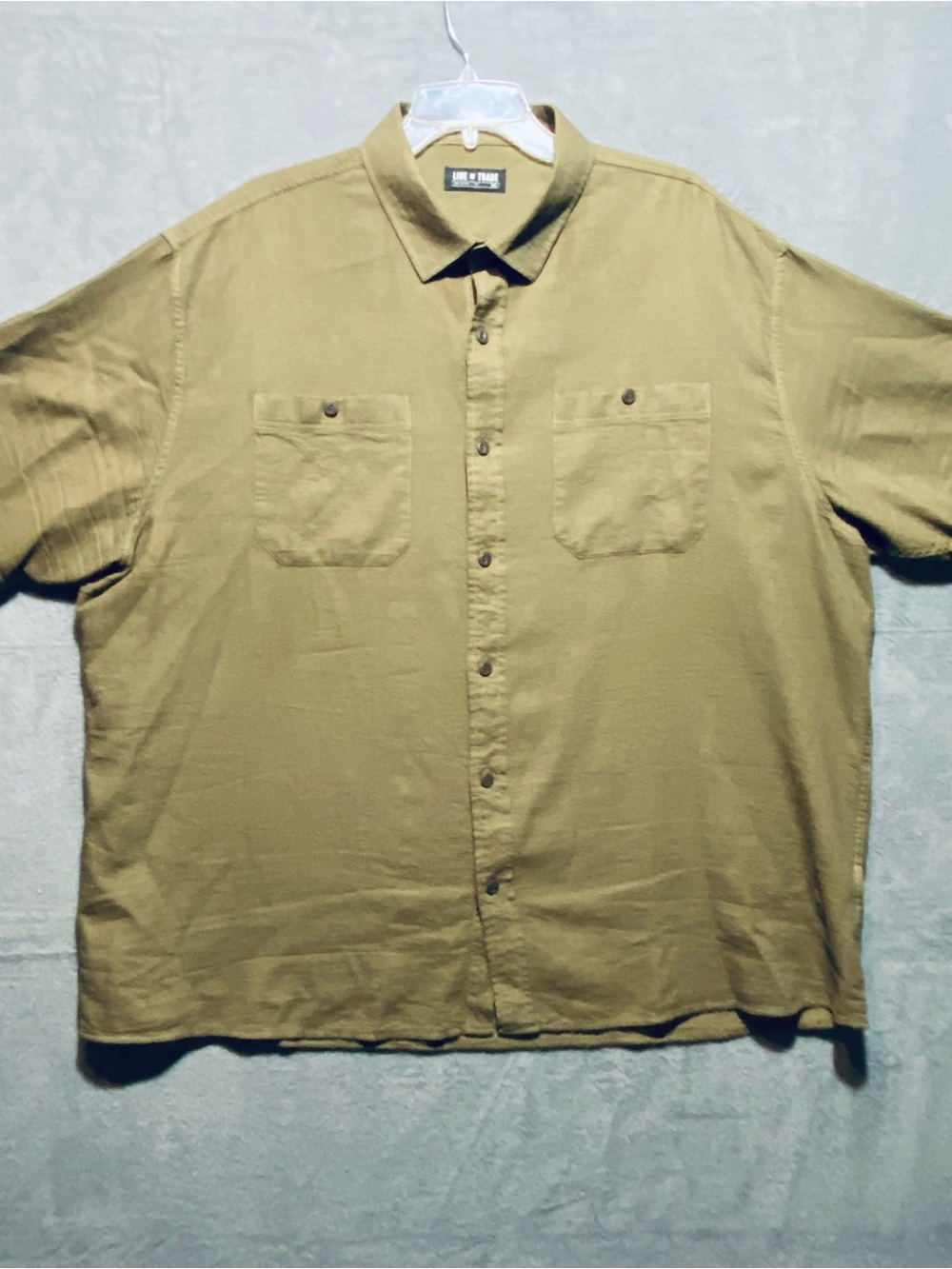 Men’s Olive Green Line Of Trade 3XL Short Sleeve Button Down Shirt